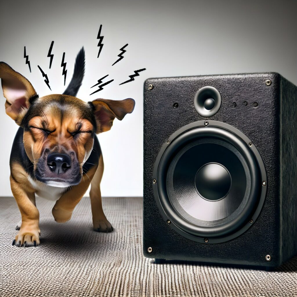 dog-who-is-bothered-by-noise-coming-from-subwoofer